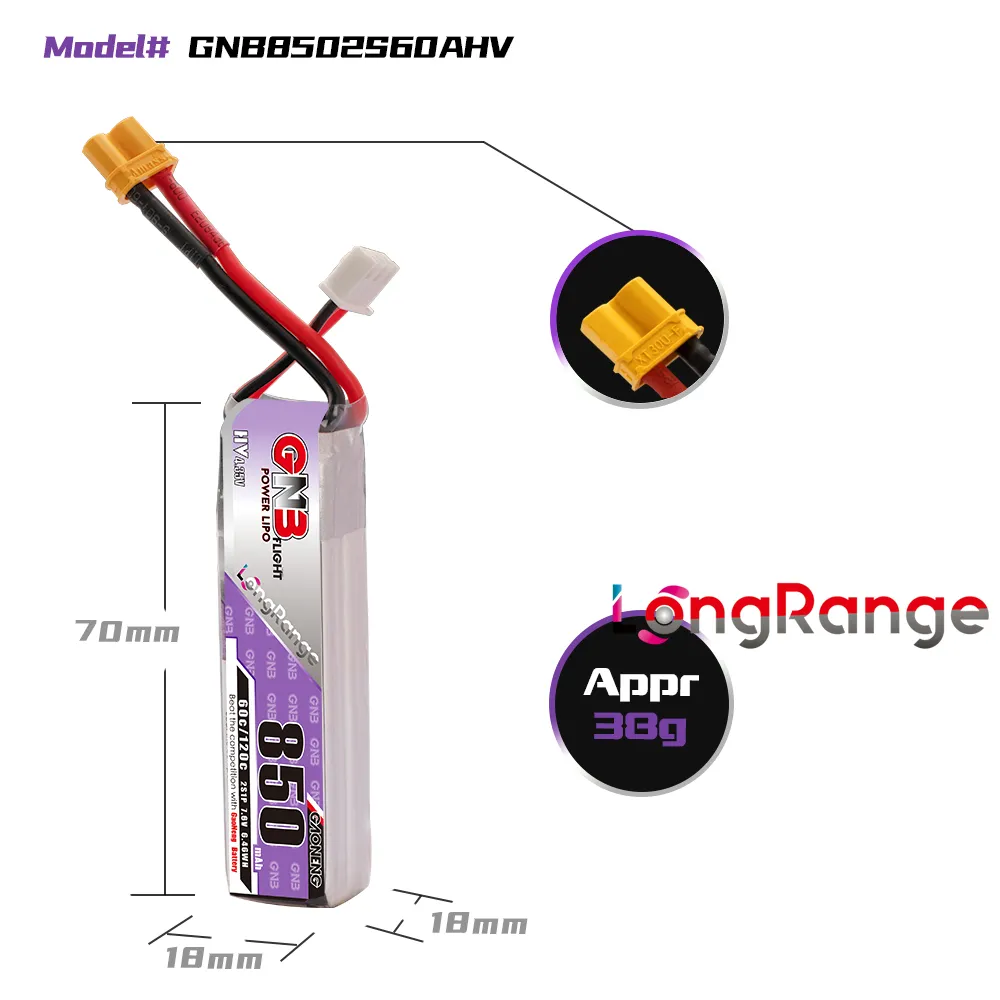 GAONENG GNB LiPo Bateria 850mA - Drone Kit Racing avaliação e preço